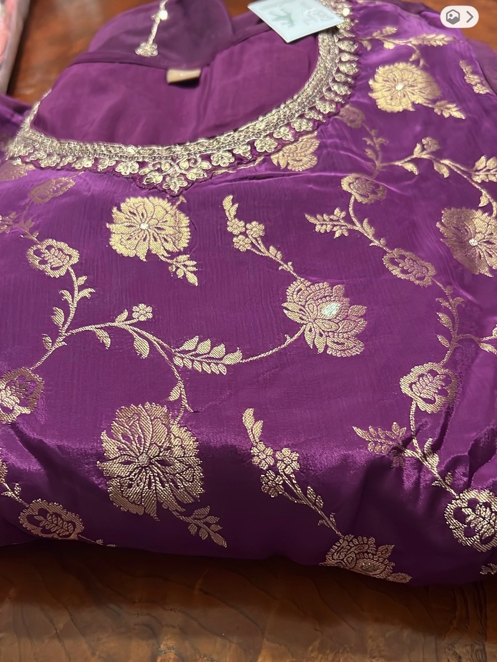 Purple banarasi silk Floral 3 piece set